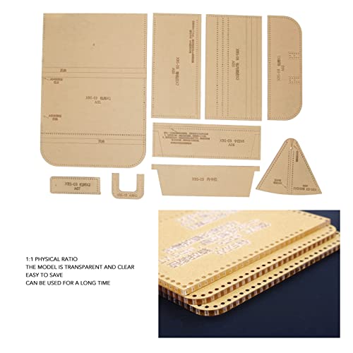 9Pcs Clear Acrylic Wallet Pattern Stencil Template Set, Precise DIY Leather Craft Tool with Protective Paper, Easy to Use and Store, for Handmade Bag Making