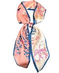 Head Scarf Purse Handle Neck Satin Hair Scarfs For Bag Lightweight Silky Long Thin Women's Fashion Scarves 59 * 5.9” - color: H15-pink Leaves(59*5.9inch)
