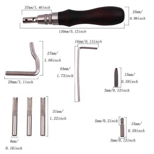 1Set 7 in 1 Professional Adjustable Leather Grooving Tool Creasing Beveling Combination Machine Leather Beveling Handcrafting Tool Set for Belts Wallets Placemats Pocket Punching