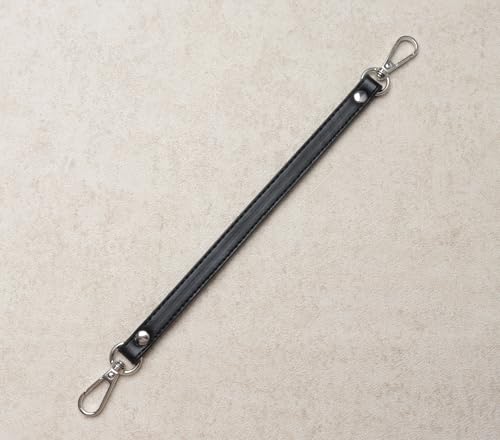 2 Pcs PU Leather Purse Straps with Swivel Clasps Replacement Handle for Women Purse Making Tote Shoulder Bag - color: Black