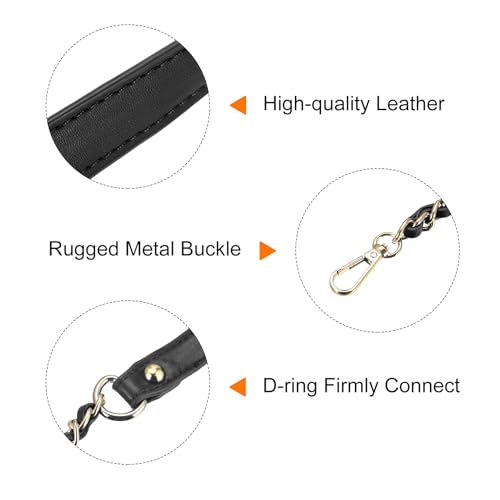 Uxcell Leather Iron Flat Chain Strap, 51" Handbag Chain Handles, Shoulder Replacement Strap, Black Gold - color: Black, Gold, size: 51"