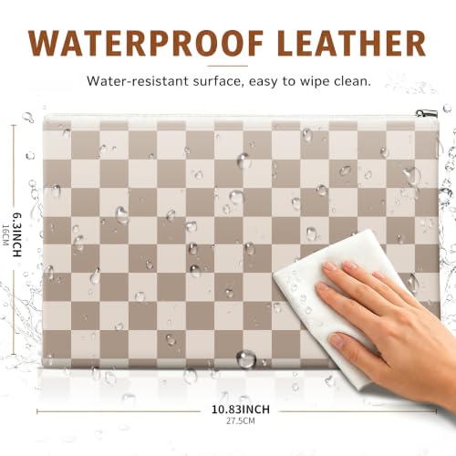 Money Bag with Zipper, Cute PU Leather Cash Bags, Portable Bank Bag Money Pouch for Cash, Coins, Checks, Receipts, Invoices Cosmetics Tools, Deposit Bag for Office Travel, Checker - color: Checker
