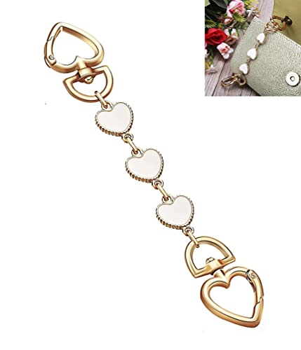 SONGKISSZQ Purse Strap Extender,Bag Extender Chain,Purse Chain Extender for Purse Handbags Shoulder Bag(White Heart) - color: Heart White
