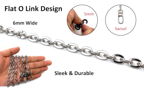 Metal Flat O Link Purse Chain Strap - color: Bronze, size: 40''