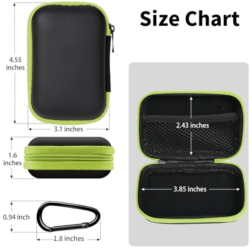Earbud Case Portable EVA Storage Bag Cell Phone Accessories Organizer with Carabiner for Wired/Wireless Earphone, Earbud, Earpieces, SD Memory Card, Camera Chips, Tech Pouch, Rectangle, Green - color: D5-Green