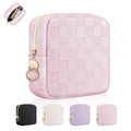 4.9" Small Makeup Bag, Checkered Mini Cosmetics Bag for Purse with Ring Buckle, Portable Small Travel Makeup Pouch for Women, Birthday/Wedding/Christmas Gifts (Checkered, Pink) - color: Checkered Pink-4.9 inch