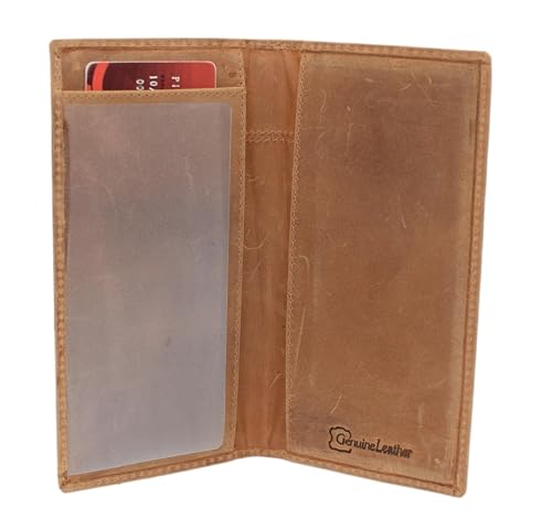 Genuine Leather Checkbook Cover For Men & Women Checkbook Holder Wallet RFID Blocking USA Series (USA Flag Tan) - color: USA Flag Tan