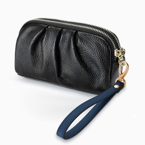 Genuine Leather Wristlet Strap - Universal Hand Lanyard Replacement - color: Gold - Blue