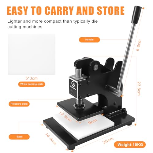 Leather Cutting Machine 1 Ton,12x9cm Die Cutter Stamping Machine Embossing Plate Manual Die Cutter Hand Press Mold Cutter Leather Die Cut Leathercraft Cutting Machine DIY Tool for Various of Materials