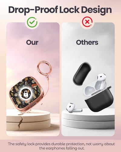 for AirPods 4 Case with Safety Lock - Cute Cartoon for Women Girls Fashion Stylish Mushroom Pattern Design Kawaii Girly Girlish Hard Protective Cover for AirPods 4th Generation 2024 - color: Aesthetic Mushroom, size: for AirPods 4