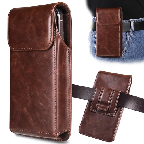 Holster for Galaxy S25 Ultra S24 Ultra S23 Ultra 5G Note 20 Ultra 5G Note 10+ Plus 5G, Premium Leather Pouch with Belt Clip Phone Holster Belt Case, Coffee -XL - color: Coffee, size: X-Large