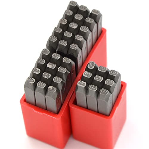 36pcss Heavy Duty Steel Stamp Uppercase Letter and Number 3/32 2.5mm Hand Stamping Character Mark Code Alphabet Punch Kit for Metal Jewelry Crypto Plate Leather - size: 2.5mm Number&Letter