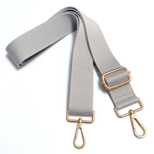 S&loyoe Thickened Solid Color Purse Straps Replacement Crossbody Bag Strap Adjustable Wide Guitar Straps for Handbags 1.5inch - color: Grey Gold Buckle