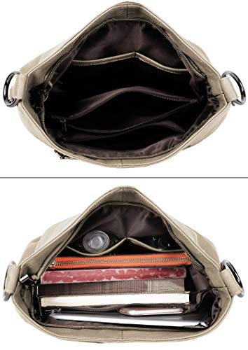 YALUXE Women's Real Leather Shoulder Bags Hobo Handbags Purse Crossbody Bag - color: 2 Apricot