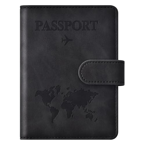 Eoehro Passport Holder for Travel Essentials, Passport Wallet Cover Case for Travel Must Haves Accessories,Passport Book Holders for Women and Men(black) - color: black, style: Magnetic Clasp