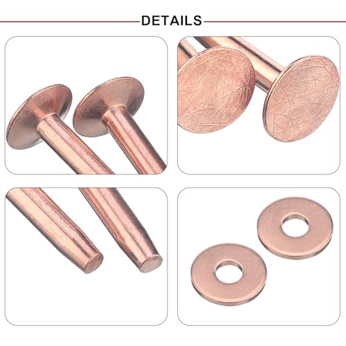 Ripeng 400 Pcs Size 9 3/4 Inch Copper Rivets and Burrs Washers Leather Fastener Kit for DIY Craft Belts Wallets Collars Handbags Shoes Leather Working Supplies - size: 3/4 Inch, Size 9