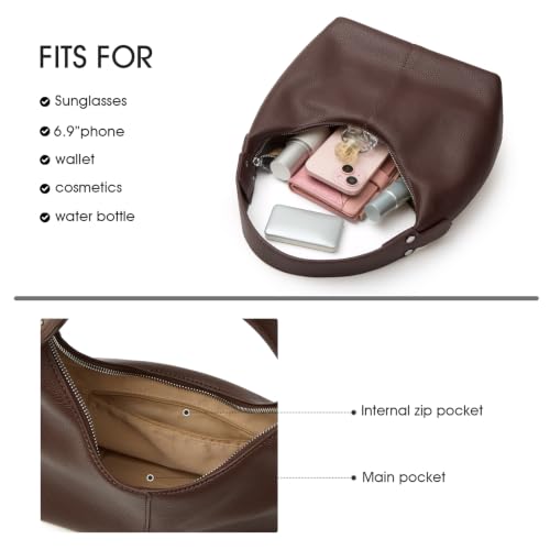 2026 Hobo Handbags, Vegan Leather Shoulder Bags for Women, Clutch Y2K Purse Handbags Tote Bag | Vegan Leather - color: Coffee