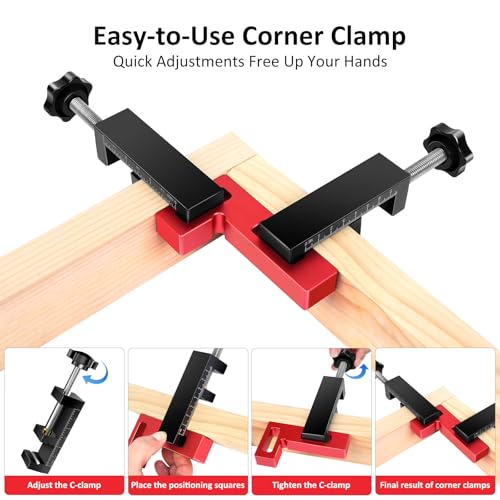 ArtyMaster Corner Clamp for Woodworking, 90 Degree Corner Clamp, Right Angle Clamp Woodworking Tools, Aluminum Positioning Squares for Picture Frames, Cabinets, Drawers - style: 4 Packs