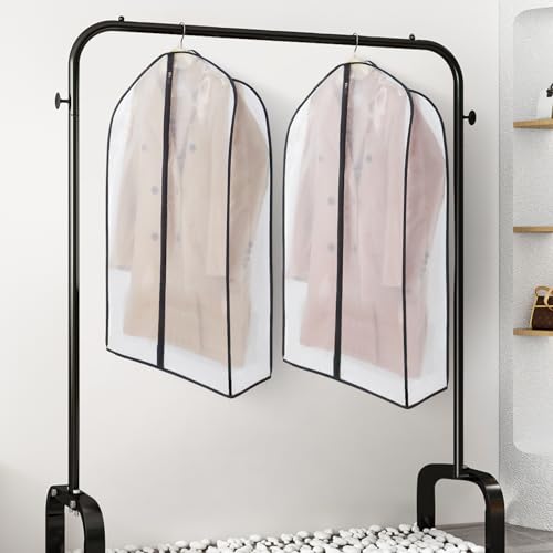 Zilink Suit Bags for Closet Storage Dust Covers for Hanging Clothes 43 in | 7 in Gussted, Wrinkle Free, Breathable, Garment Bags for Hanging Clothes for Silky Suit, Leather Clothing, Fur Coat, Dress - size: 43"-2pcs