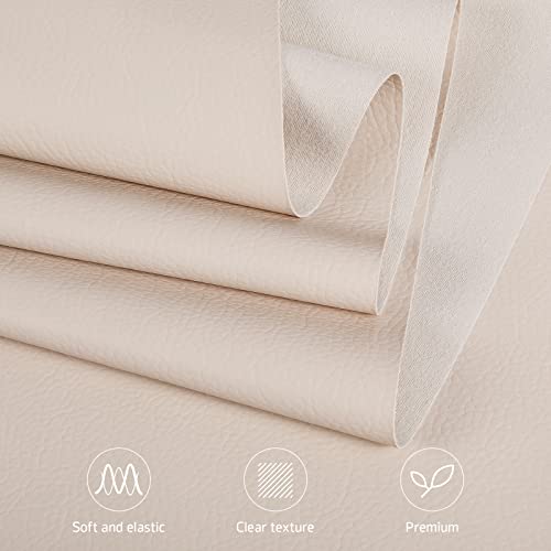 Marine Vinyl Upholstery Faux Leather Fabric, 2 Yards Beige | Marine Grade Faux Leather Vinyl by the Yard, Waterproof, Soft & Durable, for Boat, Furniture Upholstery, DIY Sewing Crafts - color: Beige, size: 2 Yards 55" x 72" (Pre-cut)