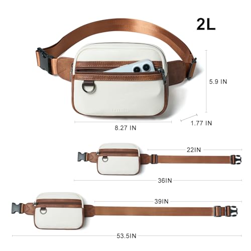 Leresas 2L Fanny Packs for Women Everywhere Belt Bag Chic Waist Pack Bag Crossbody Purse Faux Leather Travel Cycling Beige - color: Beige