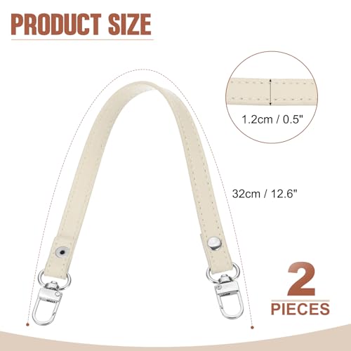 PATIKIL Leather Purse Handle Strap, 2 Pcs 13 Inch Leather Purse Strap Replacement DIY Women Clutch Bag Handbag Top Handle Strap Repair Accessories, Beige - color: Beige, size: 13 Inch