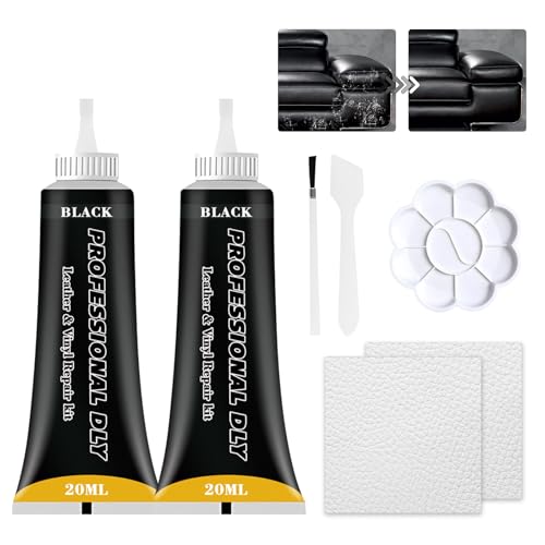 Black Leather Repair Kit for Furniture, Leather Couch Repair Kit | For Car Interiors, Seats, Steering Wheel, Sofa, Shoes, Restore Leather Scratch, Tears & Burn Hole With Easy Instructions