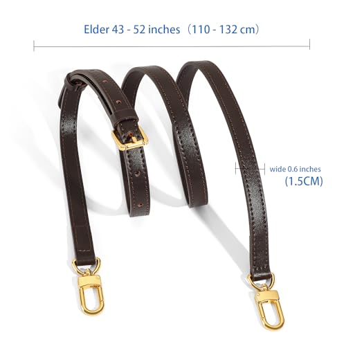 Vachetta Leather Adjustable Crossbody Strap for Leather Shoulder Strap Belt Replacement Suitable for L V Handbags - color: Width:0.6in-coffee Color