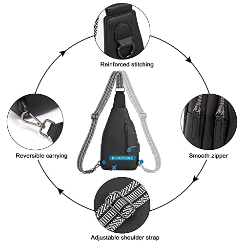 CLUCI Crossbody Bags for Women Men,Leather Sling Bag Cross Body Backpack for Woman Gifts for Women Birthday Unique - color: 0-2 Black