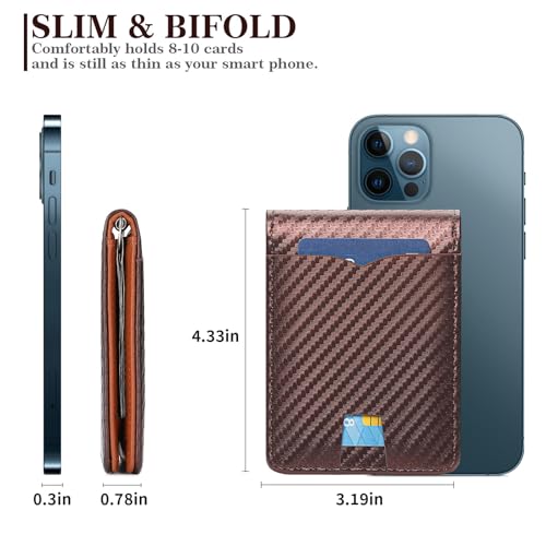 FALAN MULE Mens Wallet RFID Blocking Slim Bifold Wallets with Money Clip Leather Minimalist Thin Card Holder - color: Ba-Coffee