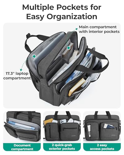 BAGSMART 3 In 1 Laptop Bag for Men, Computer Briefcase 17.3 Inch Laptop Water-Repellent Shoulder Bag, Computer Bag Business Travel Office, Navy Blue - color: Deep Blue