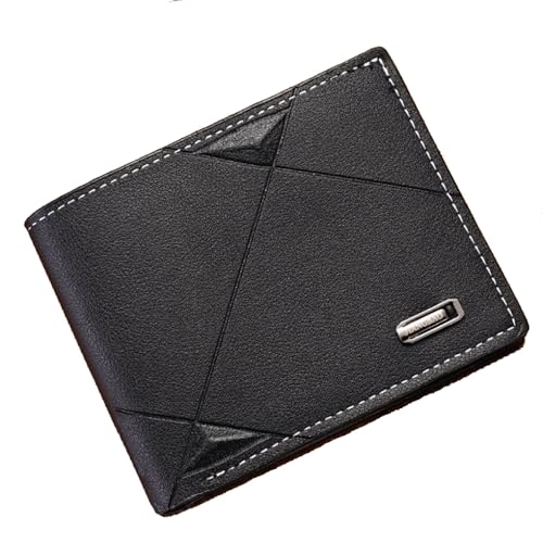 Slim Wallet for Men with Money Clip, Minimalist Wallet with Zipper, Bifold Mens Wallets with Credit Card Holder, PU Leather Men's Wallet with Coin Purse, Carteras Para Hombres (Black H) - color: Black H