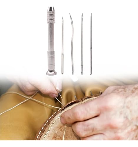 5PCS Sewing Needle Set, Heavy Duty Interchangeable Hand Sewing Needles for Leather Canvas Shoe Repair Upholstery Tent DIY Sewing Kit