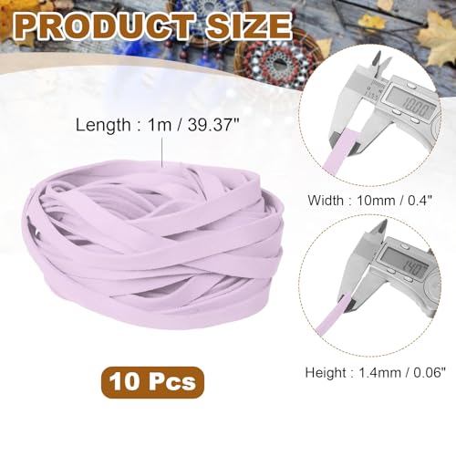 uxcell 10Pcs 1 Yard 10mm Wide Flat Leather String Cord, 1.4mm Thick Craft Suede Strap Braiding Lacing Strips Rope for DIY Leather Crafts Necklace Bracelet Collars Belts, Light Purple - color: Light Purple