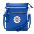 Solene Small Multi Zipper Pockets Crossbody Bag with Detachable Wristlet - color: Royal Blue