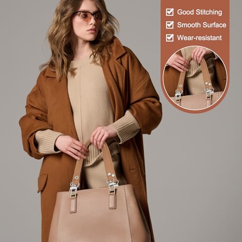 PATIKIL Leather Purse Handle Strap, 2 Pcs 17 Inch Leather Purse Strap Replacement DIY Women Clutch Bag Handbag Top Handle Strap Repair Accessories, Beige - color: Beige, size: 17 Inch