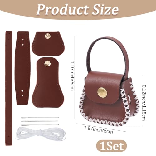 CALFOVERA DIY Handbag Mini Coin Bag Sewing Set for Women Genuine Leather Purse Making Kit Handmade Small Purse Crochet Knitting Supplies for DIY Birthday Bridal Wedding Gift(Brown) - color: brown