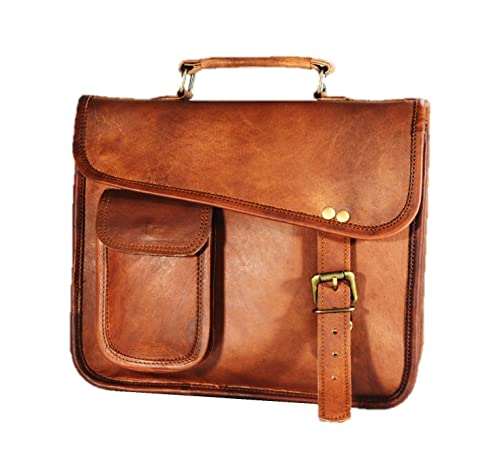 URBAN DEZIRE Men's Genuine Leather Small Briefcase Messenger Satchel Ipad Tab Tablet Bag 11 compatible with Apple product