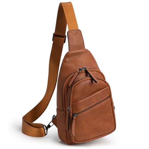 Alldaily Large Sling Bag for Women Crossbody Purse Leather Fashionable Trendy Chest Bag for Travel, Fanny Pack (Brown) - color: Brown