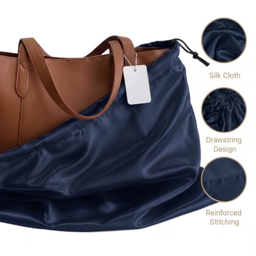 Q&J Fabric Co. 6 Pack Satin Dust Bag 19.7x23.6 inch Navy Blue 100% Polyester Silk Bag Purse Dust Bag Shoe Bags for Closet Purse Protector Bag Dust Covers for Purses - color: Navy Blue, size: 19.7"x23.6"