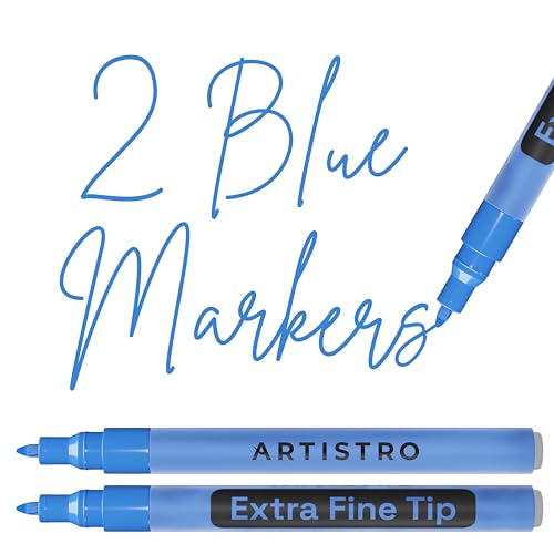 ARTISTRO Blue Acrylic Paint Markers - 0.7mm Extra Fine-Tip - Set of 2 - color: Blue