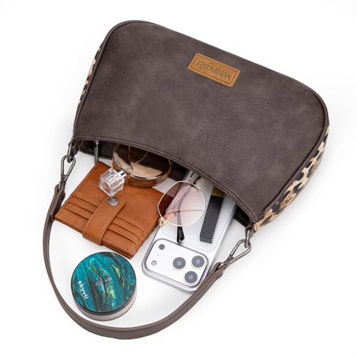 Wrangler Shoulder Bag for Women Western Small Purse Hobo Handbag | Aztec, Underarm Bag, 2 Detachable Straps, Secure Zipper Closure, Back Pocket, Crossbody Bag for dates, travel and everyday - color: Coffee