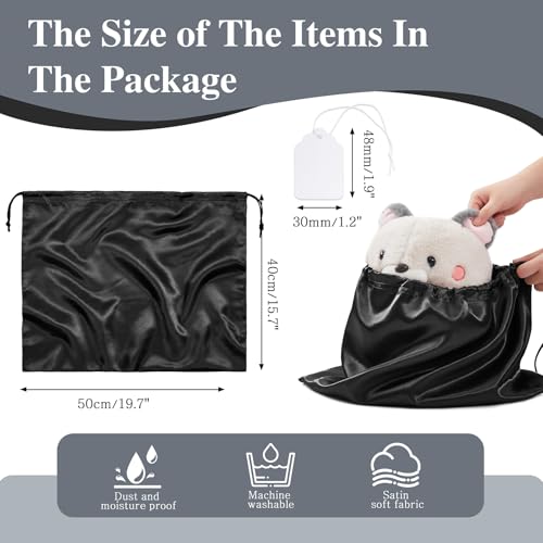 Ersmak 6 Pack Dust Bags for Handbags - Black Silk Dust Cover Bag for Purses Shoes - Satin Drawstring Dustproof Bags for Travel Storage - 19.7 x 15.7 In - color: Black, size: 19.7 x 15.7 In