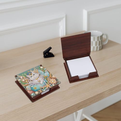 JISHSHAY Diamond Painting Note Box Cat Diamond Art Notecard Box Animal Gem Art Sticky Note Holder Gem Painting Mosaic Kits for Adults Embroidery Kit Memo Pad Holder, Contains 160 Sheets of Paper - color: Cat 1