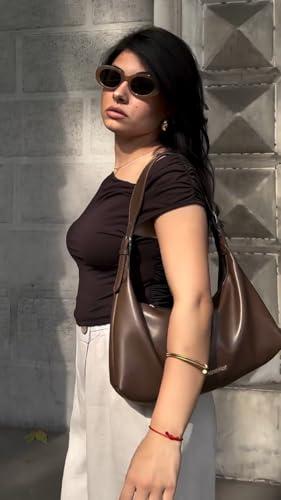 Montana West MEDIUM Shoulder Purses for Women Crescent Hobo Bags Trendy Purses - color: 073-khaki