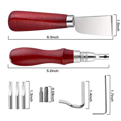 7 in 1 Leather Groover Tool and Cutting Knife Set Adjustable Stitching Groover Creasing Edge Beveler Grooving Tool Leather Edging Knife for DIY Leathercraft Cutting