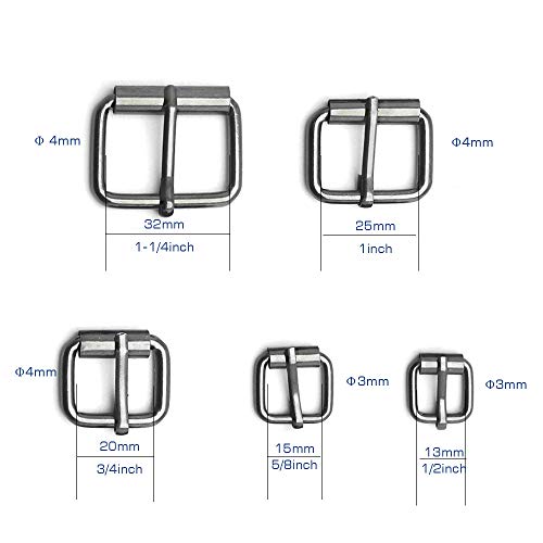 Assorted Multi-Purpose Metal Roller Buckles Belts Hardware Pin Buckle for Bags Leather Belt - color: Gun Black, Assorted Inches