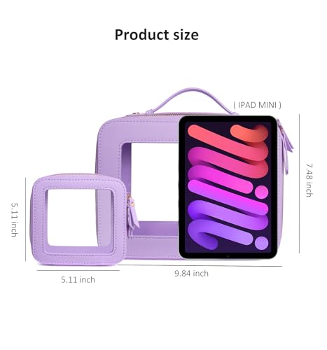 Clear Majhong Tile Bag with Handle - TSA Approved Toiletry Bags with Zipper, Makeup Organizer for Carry-on Travel Essentials, Cosmetic Bags for Women & Men (Large Purple) - color: Purple, style: Large