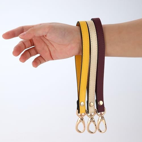 Genuine Leather Wristlet Strap - Universal Hand Lanyard Replacement - color: Gold - Wine Red