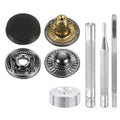 HARFINGTON 24Set Leather Snaps Fasteners Kit 10mm Dia Brass Press-Stud Cap Button 2.76" Length Metal Snap Buttons with 4 Install Tools for Coat Bag Leather Marine Boat Canvas, Matte Black - color: Matte Black